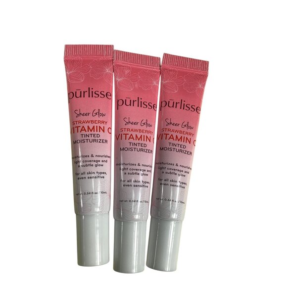 Purlisse Strawberry Vitamin C Tinted Moisturizer Set Of 3 Shade Fair makeup 0.34 - Picture 1 of 5